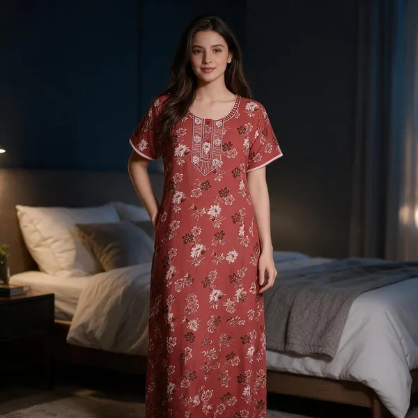 Red_Alpine_Short_Sleeve_Nightdress_For_Women