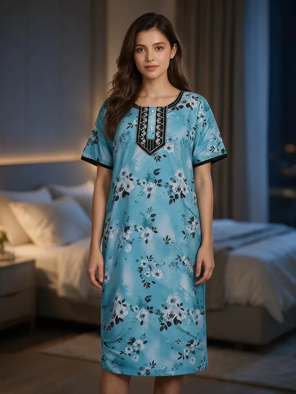 Blue_Polyester_Viscose_Relaxed_Fit_Nighty_For_Women