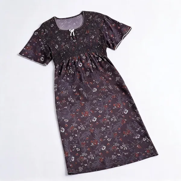 Grey_Alpine_Short_Sleeve_Nightdress_For_Women
