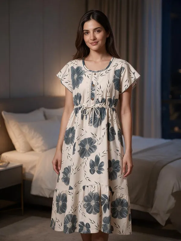 White_Alpine_Relaxed_Fit_Maxi_Lounge_Dress_For_Women