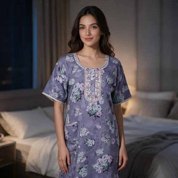 Lavender_Polyester_Viscose_Relaxed_Fit_Nighty_For_Women