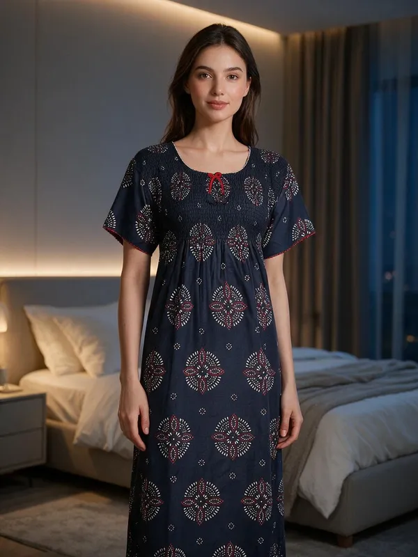 Grey_Alpine_Short_Sleeve_Nighty_For_Women