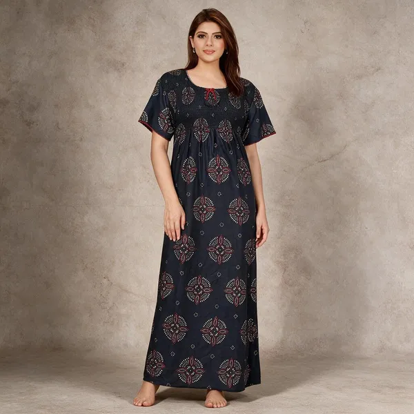 Grey_Alpine_Short_Sleeve_Nighty_For_Women