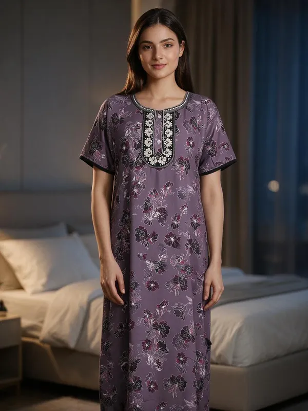 Purple_Polyester_Viscose_Relaxed_Nighty_For_Women