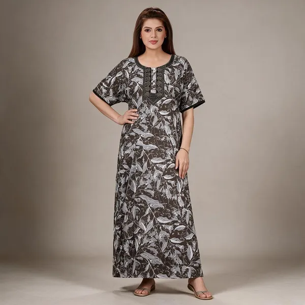 Grey_Polyester_Viscose_Loose_Fit_Nighty_For_Women