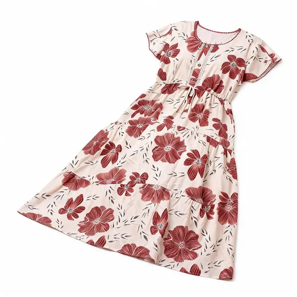 Cream_Alpine_Tie-Waist_Maxi_Nightdress_For_Women