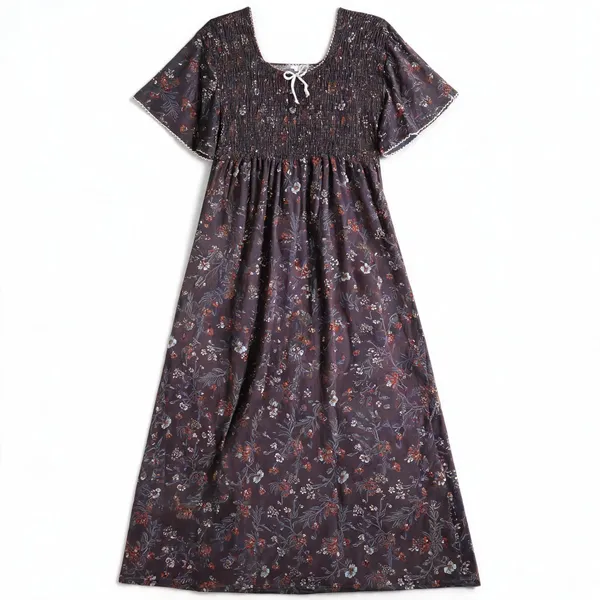 Grey_Alpine_Short_Sleeve_Nightdress_For_Women