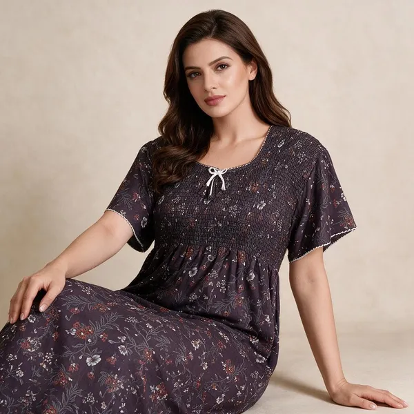 Grey_Alpine_Short_Sleeve_Nighty_For_Women