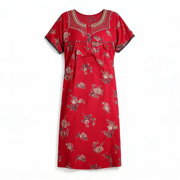 Red_Alpine_Short_Sleeve_Nightdress_For_Women