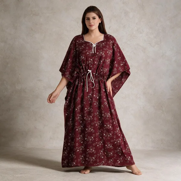Maroon_Alpine_Caftan_Nighty_For_Women