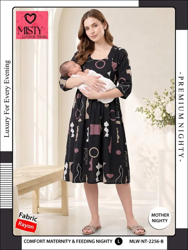 Black_Rayon_Relaxed_Fit_Maternity_Feeding_Nighty_For_Women