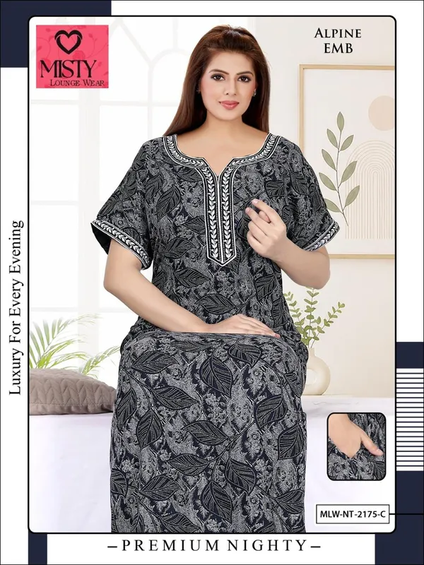 Carbon_Grey_Alpine_Short_Sleeve_Nighty_For_Women
