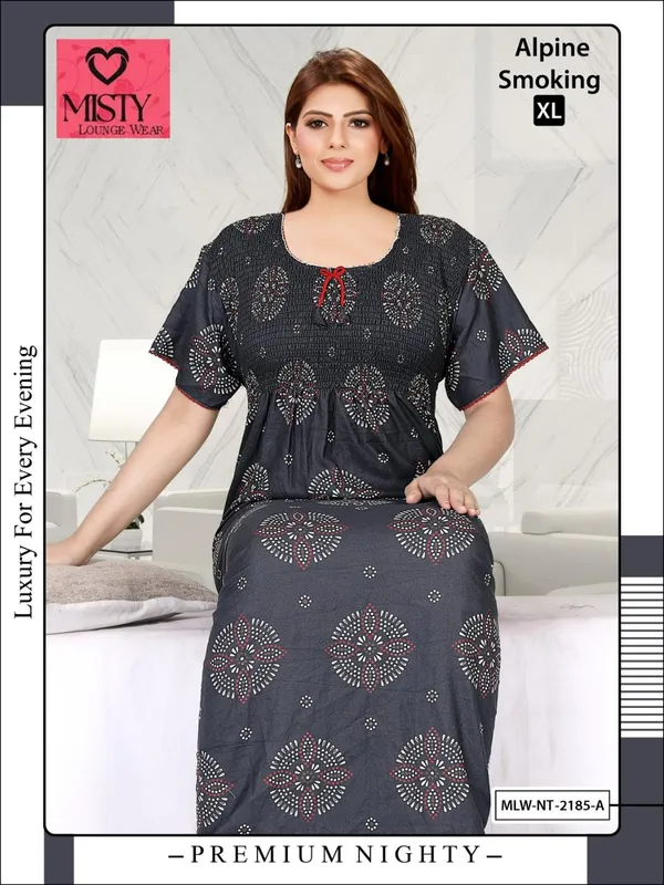 Grey_Alpine_Short_Sleeve_Nighty_For_Women