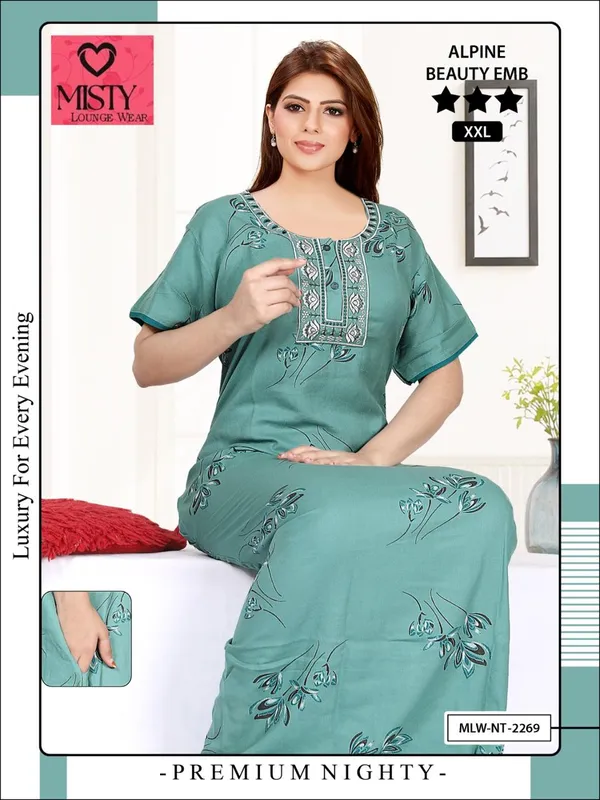 Teal_Alpine_Floral_Relaxed_Fit_Nighty_For_Women