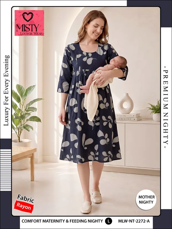 Navy_Rayon_Relaxed_Fit_Maternity_Nighty_For_Women