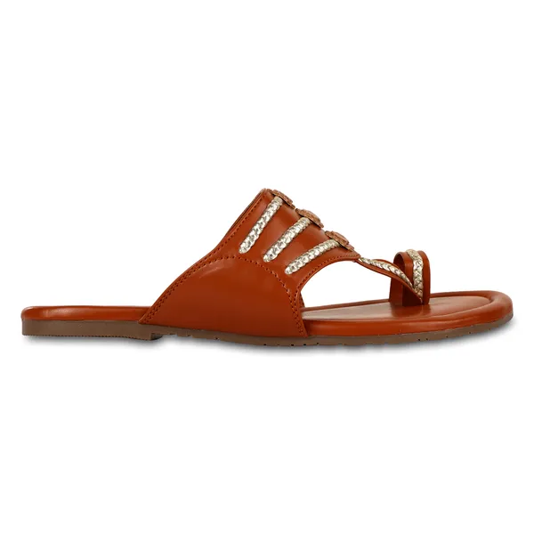 Brown_Pu_Embellished_Flat_Sandals_For_Women