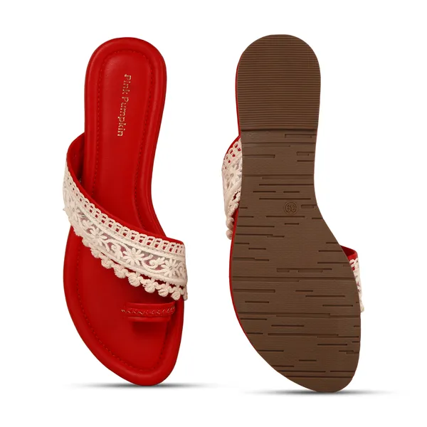 Red_Fabric_Embroidered_Flat_Sandals_For_Women