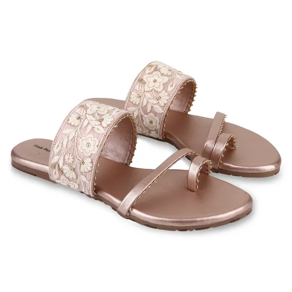 Pink_Fabric_Floral_Embroidered_Flat_Sandals_For_Women