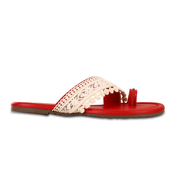 Red_Fabric_Embroidered_Flat_Sandals_For_Women