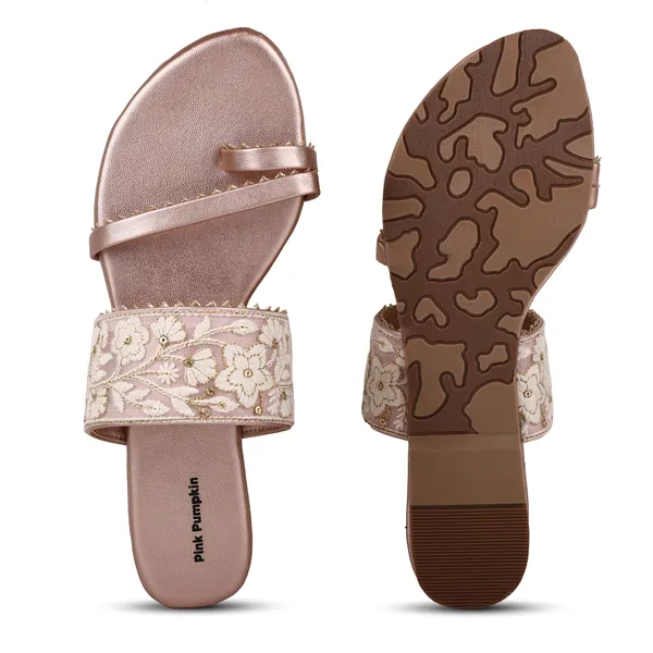 Pink_Fabric_Floral_Embroidered_Flat_Sandals_For_Women