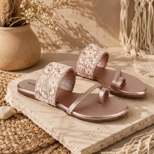 Pink_Fabric_Floral_Embroidered_Flat_Sandals_For_Women