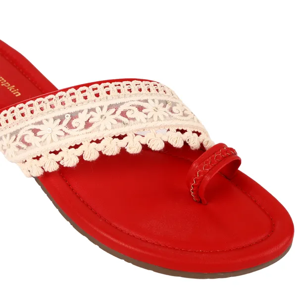 Red_Fabric_Embroidered_Flat_Sandals_For_Women