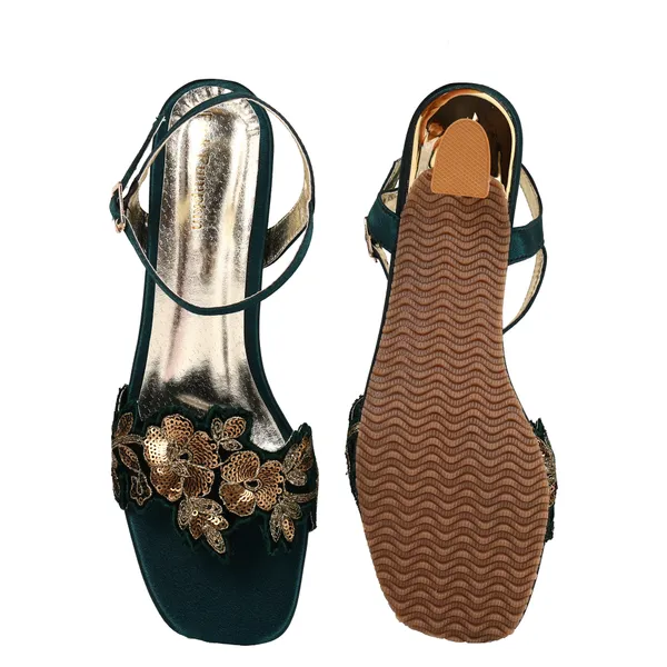 Green_Fabric_Sequin_Embellished_Flat_Sandals_For_Women