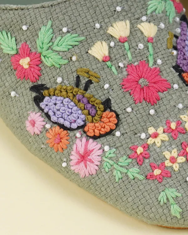 Green_Fabric_Floral_Hand_Embroidered_Slip-On_Mules_For_Women