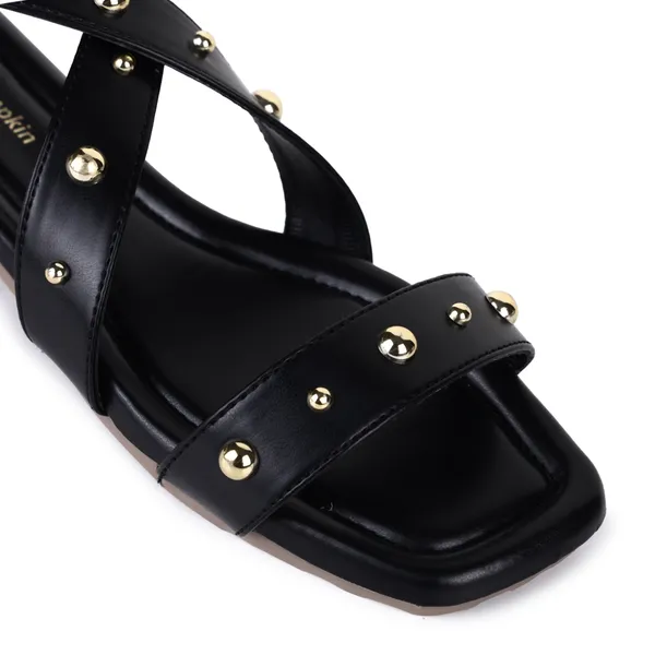 Black_Golden_Beaded_Flat_Sandals