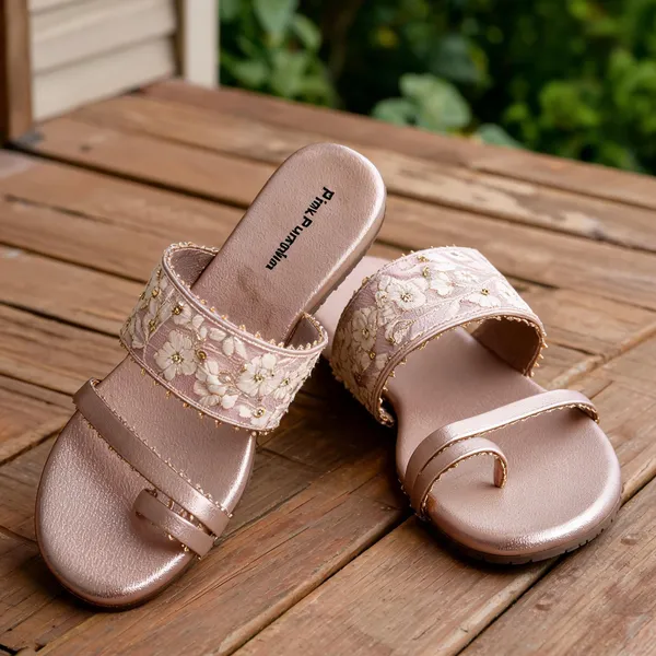 Pink_Fabric_Floral_Embroidered_Flat_Sandals_For_Women