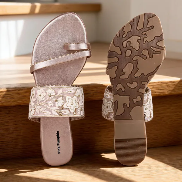 Pink_Fabric_Floral_Embroidered_Flat_Sandals_For_Women