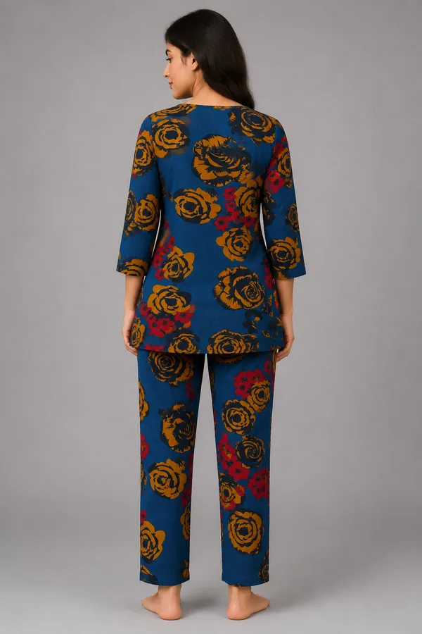 Ayush_Textiles_Women_Night_Suit_Set_Blue_Floral_Print