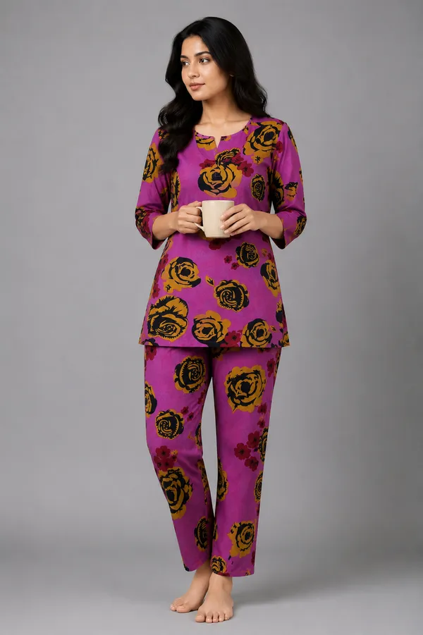 Ayush_Textiles_Women_Night_Suit_Set_Pink_Floral_Print