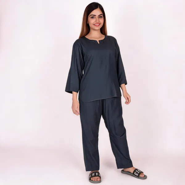 Ayush_Textiles_Women_Solid_Grey_Top_&_Pyjama_Set