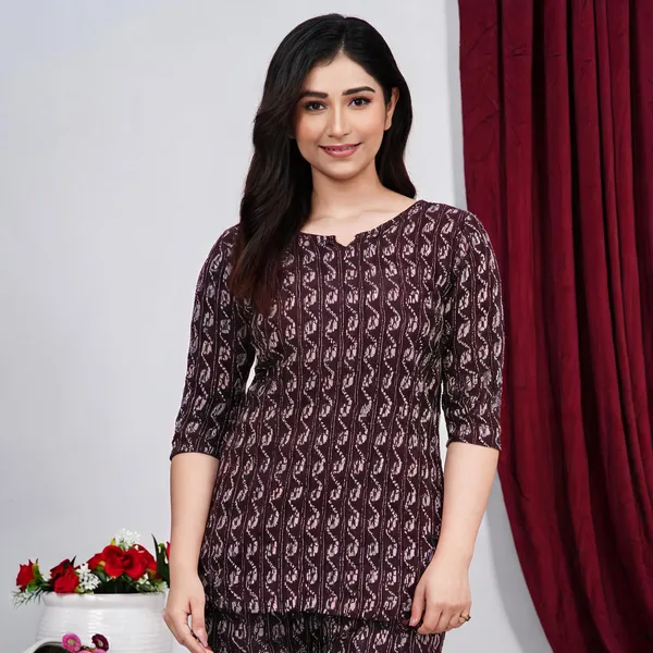 Ayush_Textiles_Women_Printed_Maroon_Top_And_Pyjama_Set