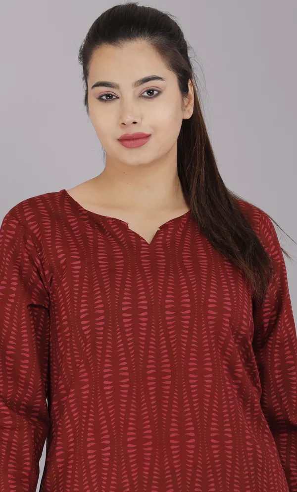 Ayush_Textiles_Women_Printed_Maroon_Top_And_Pyjama_Set