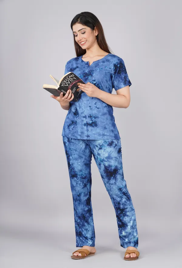 Ayush_Textiles_Women_Printed_Blue_Night_Suit_Set