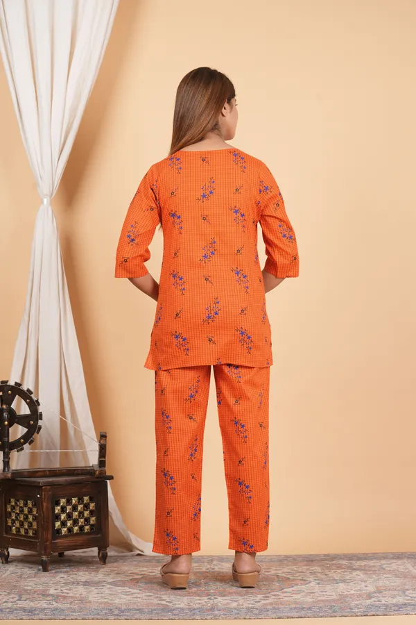 Ayush_Textiles_Women_Printed_Orange_Top_And_Pyjama_Set