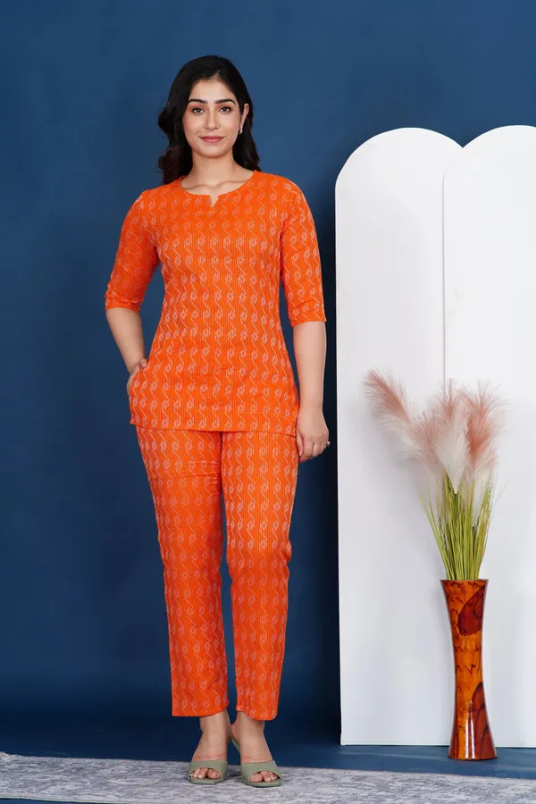 Ayush_Textiles_Women_Printed_Orange_Top_And_Pyjama_Set
