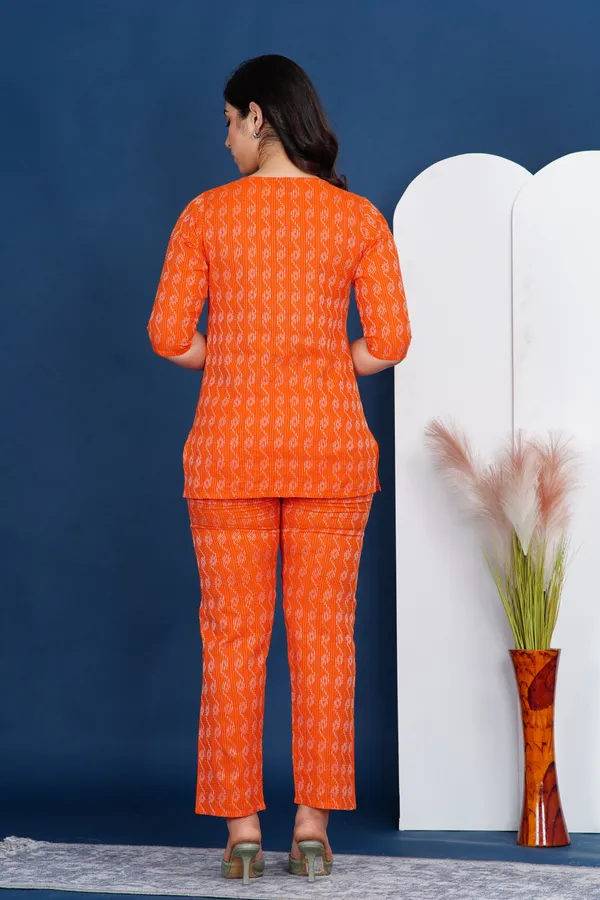 Ayush_Textiles_Women_Printed_Orange_Top_And_Pyjama_Set