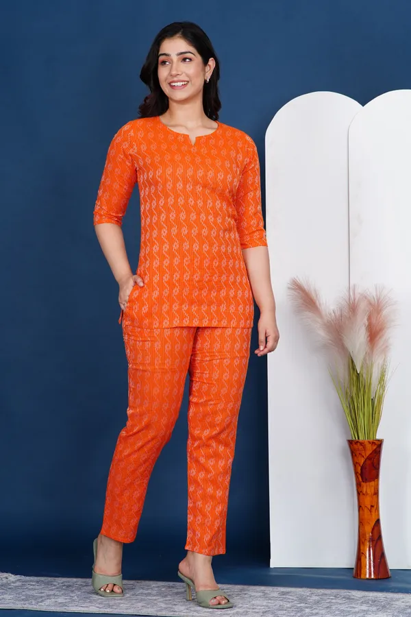 Ayush_Textiles_Women_Printed_Orange_Top_And_Pyjama_Set