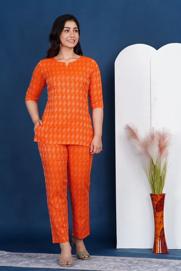 Ayush_Textiles_Women_Printed_Orange_Top_And_Pyjama_Set