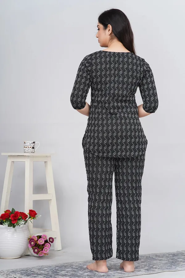 Ayush_Textiles_Women_Printed_Black_Top_And_Pyjama_Set