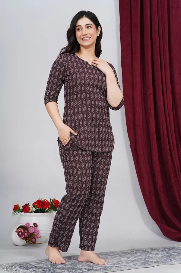 Ayush_Textiles_Women_Printed_Maroon_Top_And_Pyjama_Set