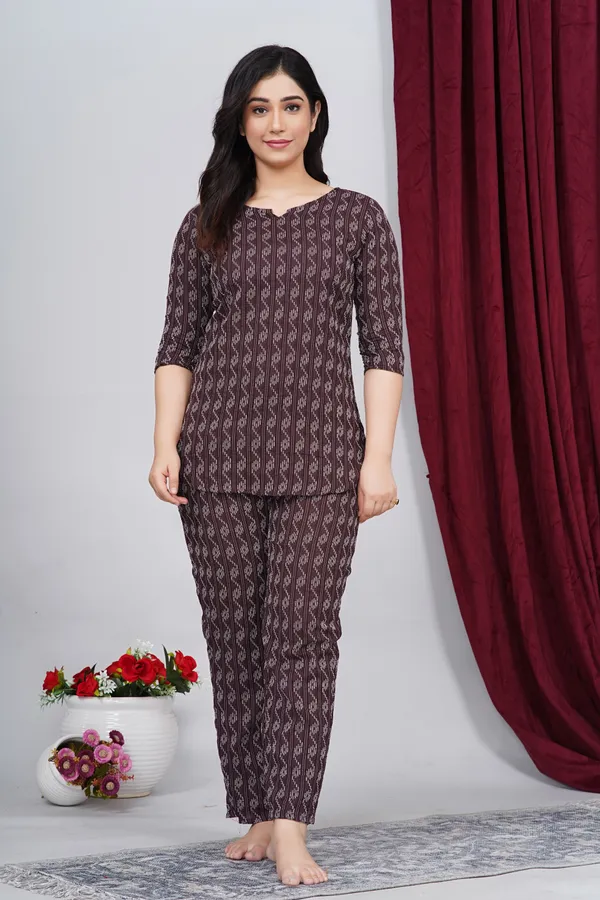 Ayush_Textiles_Women_Printed_Maroon_Top_And_Pyjama_Set