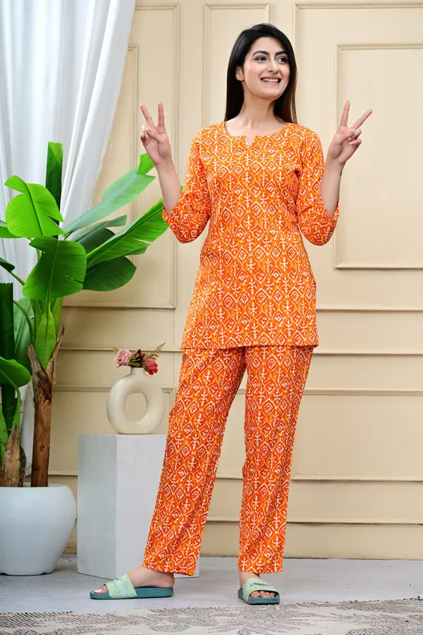 Ayush_Textiles_Women_Floral_Print_Orange_Top_And_Pyjama_Set