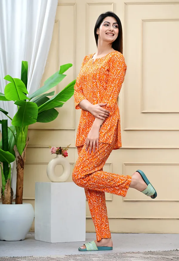Ayush_Textiles_Women_Floral_Print_Orange_Top_And_Pyjama_Set