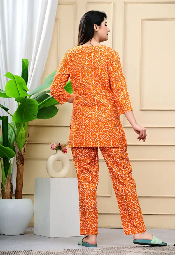 Ayush_Textiles_Women_Floral_Print_Orange_Top_And_Pyjama_Set