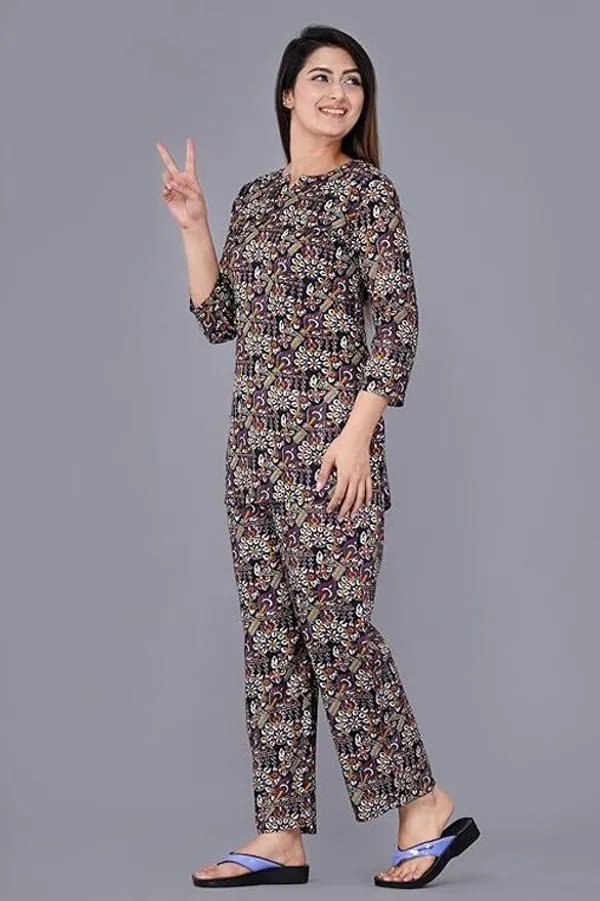 Ayush_Textiles_Women_Printed_Black_Night_Suit_Set