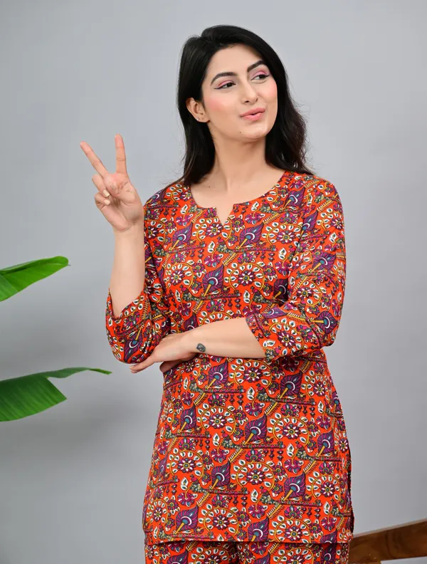 Ayush_Textiles_Women_Printed_Orange_Night_Suit_Set